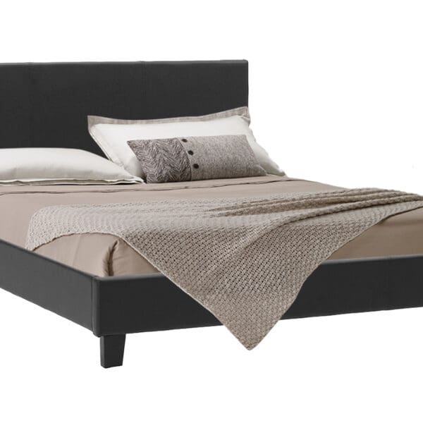 Κρεβάτι Nevil pakoworld 150x200 PU χρώμα μαύρο ματ