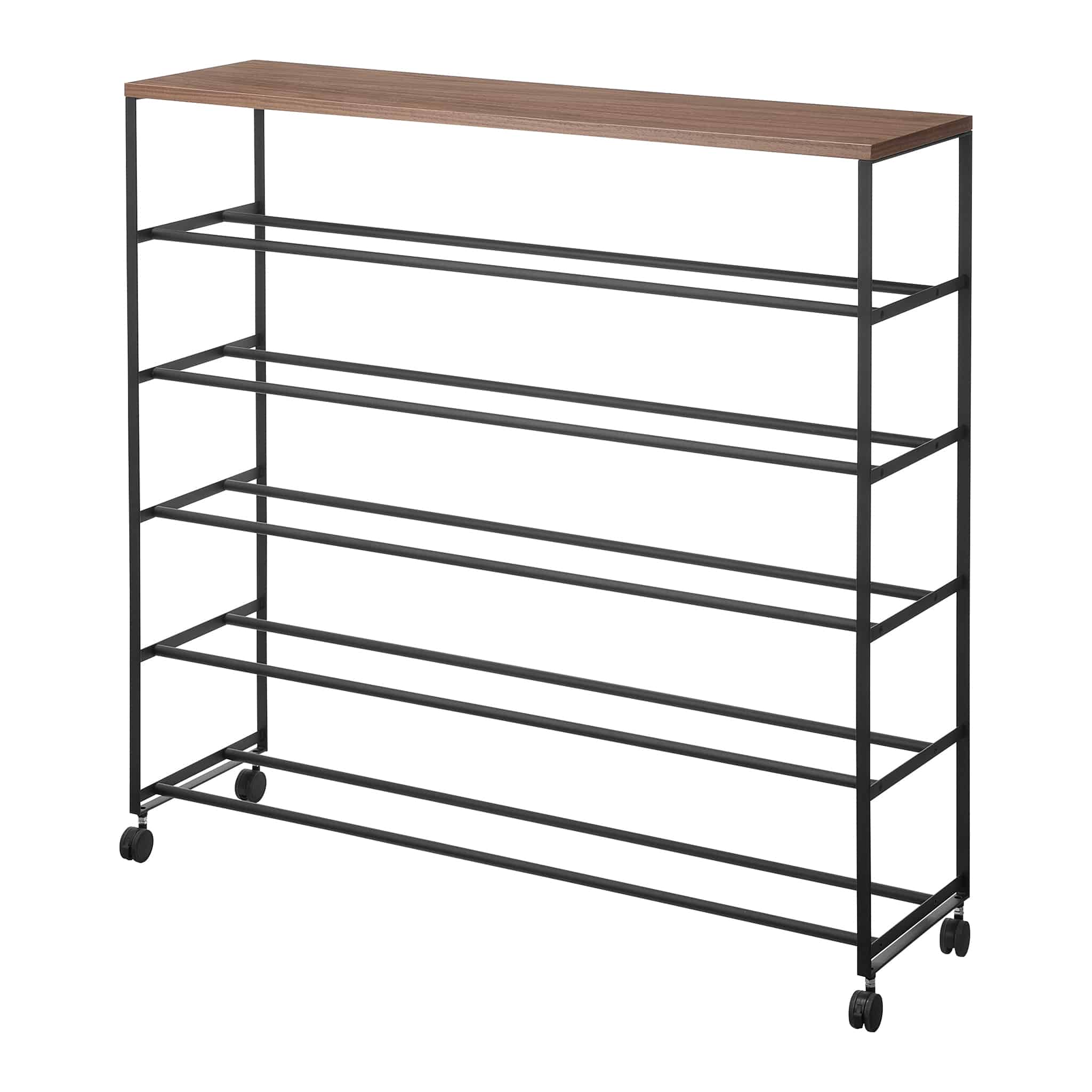 1466-TOWER-5-Tiered-Wood-Top-Shoe-Rack-with-Casters-BK Yamazaki - Ράφι Για Παπούτσια 5 Επιπέδων Με Ροδάκια Tower BK - Image 1
