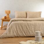 Σετ Κατωσέντονο με μαξιλαροθήκες Φανελένιο Keshia Μπέζ Melinen