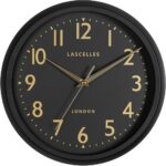 Lascelles - Ρολόι Τοίχου Retro Matt Black/Gold Numbers 30cm
