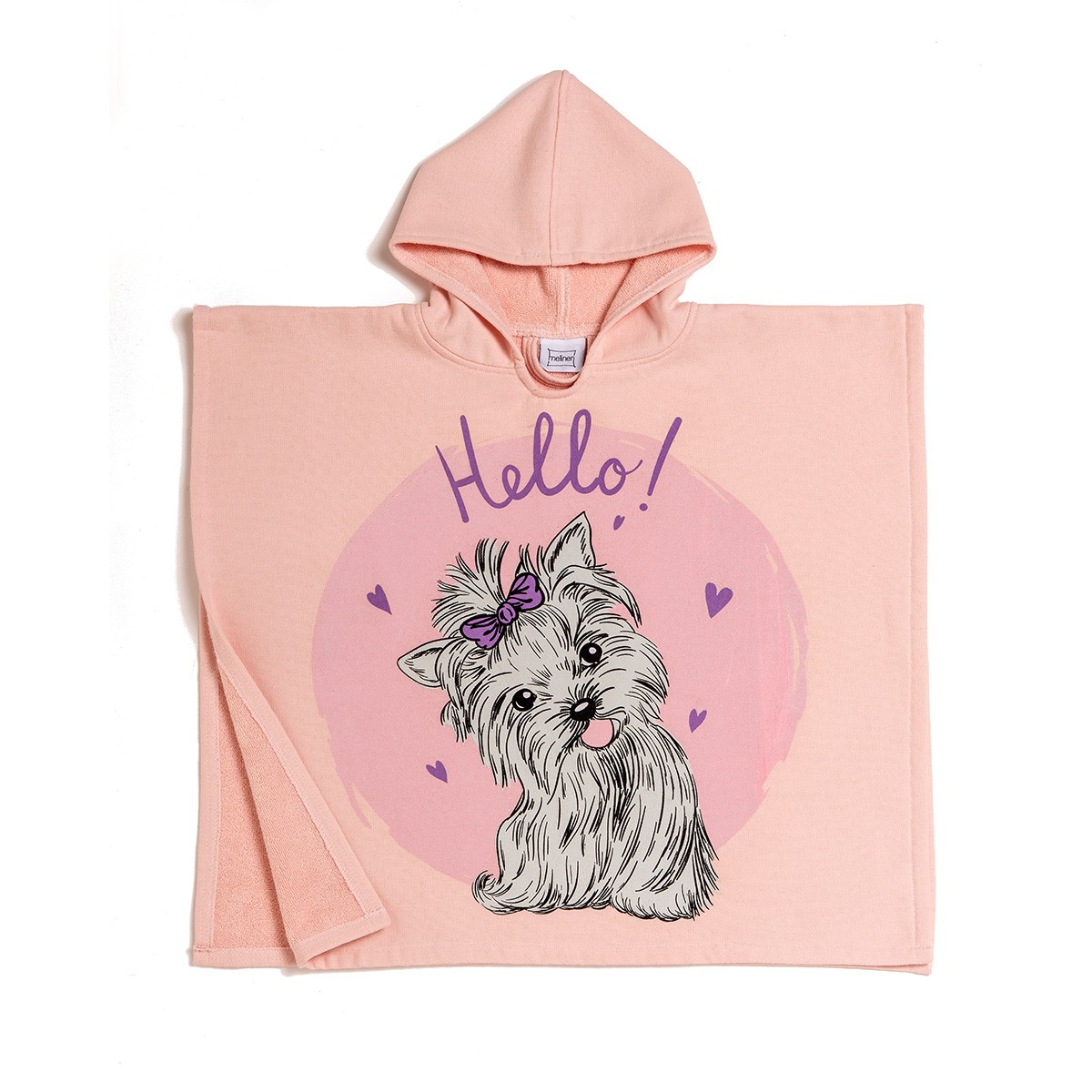 9725 Παιδικό Πόντσο Θαλάσσης 60x60cm Puppy Pink Melinen - Image 1