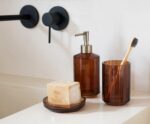 Andrea House - Βάση Για Σαπούνι Brown Glass Stripes - Image 4
