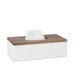 Andrea House - Θήκη Για Χαρτομάντηλα Polyresin Stripes Acacia Wood