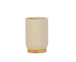 Andrea House - Ποτηράκι Για Οδοντόβουρτσες Wood/Beige Resin