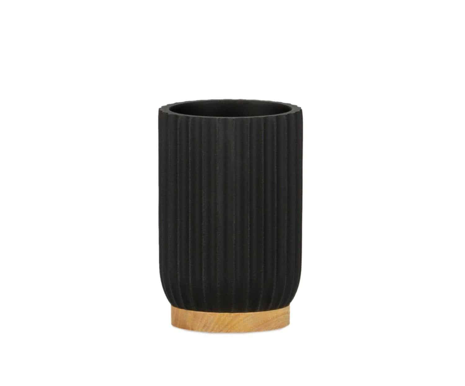 BA72043-01.CFC7B67298AF Andrea House - Ποτηράκι Για Οδοντόβουρτσες Wood/Balck Resin - Image 1
