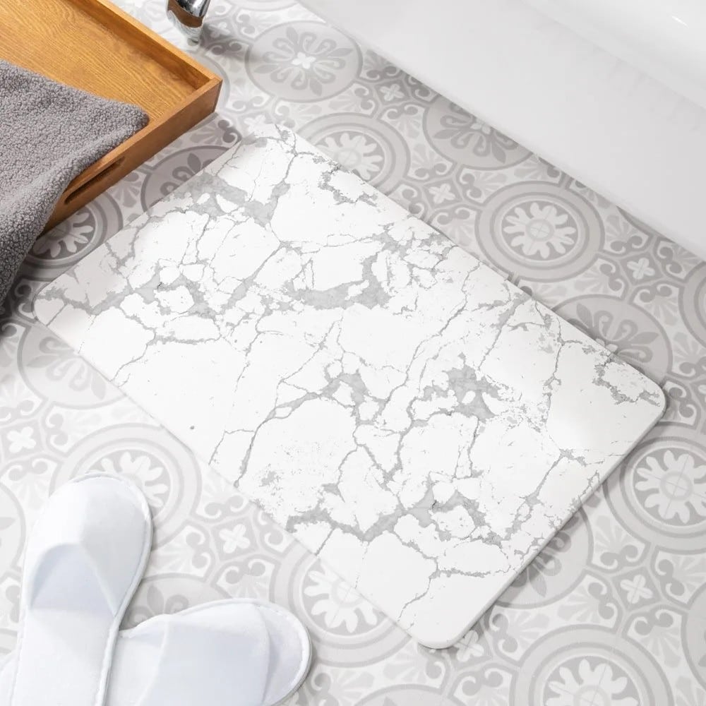 BATHW-STONE-1 Artsy Mats - Αντιολισθητικό Πατάκι Μπάνιου Stone Pattern White Stone 39x60cm - Image 1