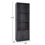 ΒΙΒΛΙΟΘΗΚΗ ΜΕΛΑΜΙΝΗΣ HAYDEN HM2269.01 ΣΕ ΑΝΘΡΑΚΙ ΧΡΩΜΑ 60x30x174 εκ. - Image 2