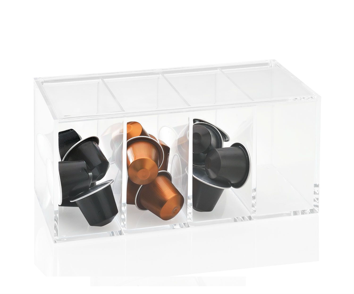 caja-4-cajones-plastico-transparente Andrea House - Ακρυλική Θήκη Για Κάψουλες Espresso 4 Θέσεων - Image 1