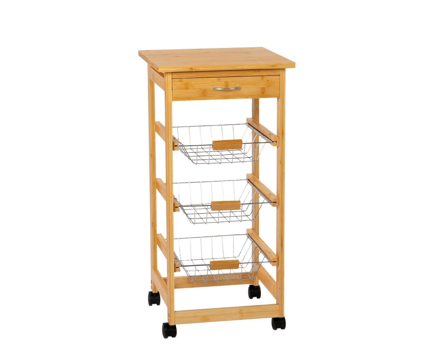 carro-verdulero-bambu-beige-clasico Andrea House - Τρόλει Κουζίνας 4 Επιπέδων Με Αφαιρούμενο Συρτάρι Bamboo - Image 1