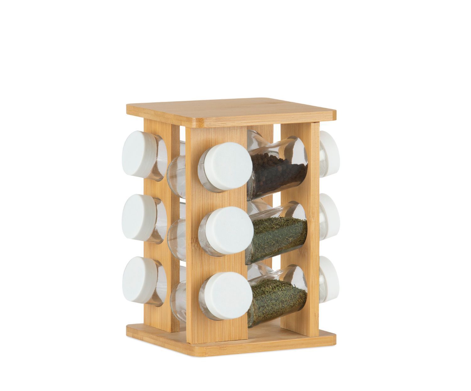 especiero-giratorio-cocina-bambu-moderno-blanco Andrea House - Bamboo Περιστρεφόμενη Βάση Με 12 Βαζάκια Μπαχαρικών - Image 1