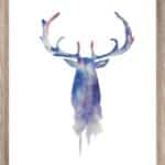 Brookpace Lascelles - Art Print Watercolour Stag Με Ξύλινη Κορνίζα