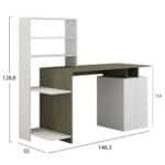 ΓΡΑΦΕΙΟ ΜΕ ΒΙΒΛΙΟΘΗΚΗ ROCHELL ΜΕΛΑΜΙΝΗ OLIVE GREY ΛΕΥΚΟ 146,3x55x128,8Υεκ.HM8886.11 - Image 2