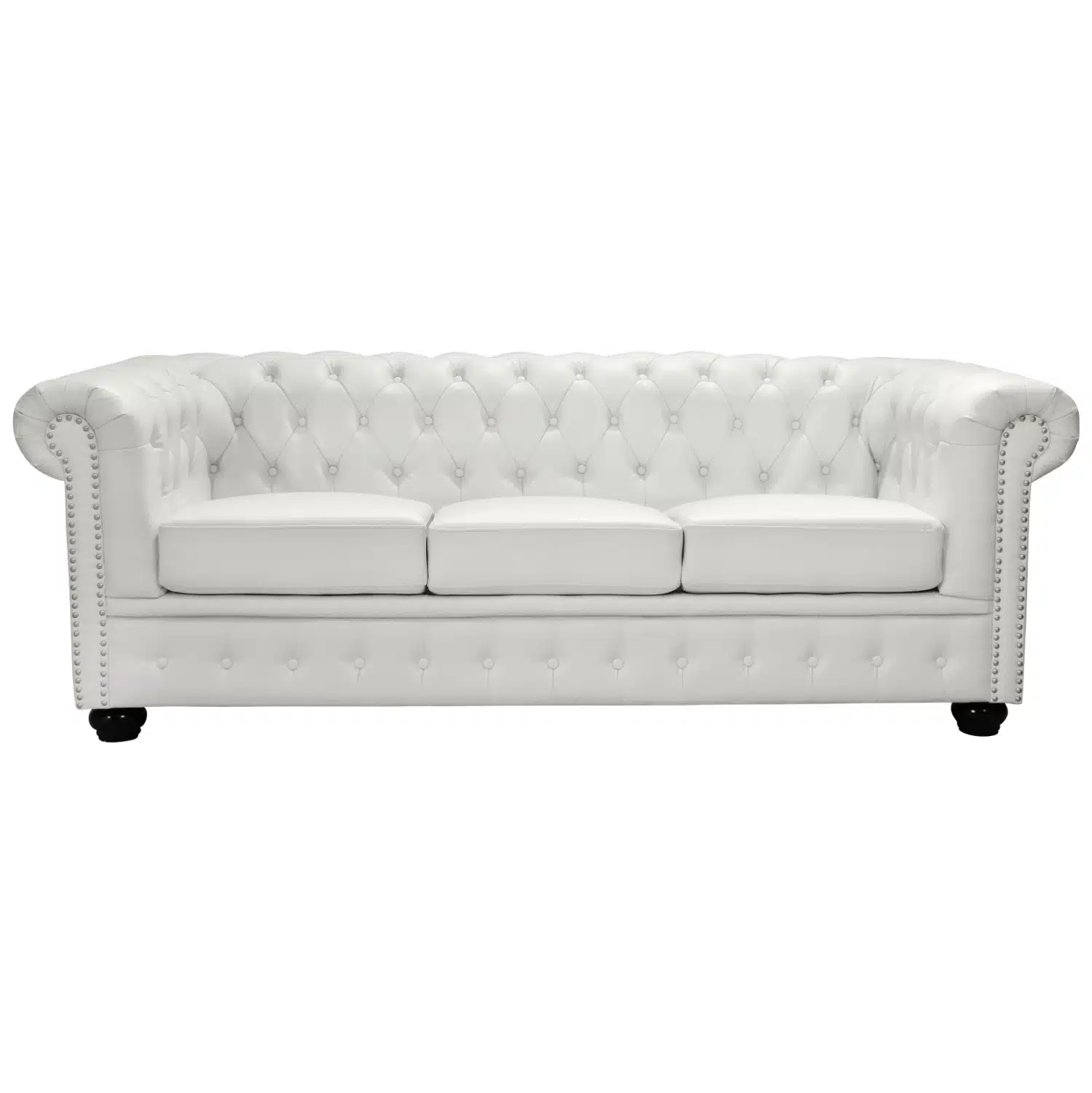 kanapes-3thesios-fb9300902-technoderma-l ΚΑΝΑΠΕΣ 3ΘΕΣΙΟΣ T.CHESTERFIELD HM3009.02 ΤΕΧΝΟΔΕΡΜΑ ΛΕΥΚΟ ΜΑΤ 208x90x73 εκ. - Image 1