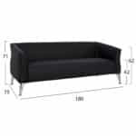 ΚΑΝΑΠΕΣ 3ΘΕΣΙΟΣ KIANA HM3122.31 ΜΕ ΜΑΥΡΟ PU 180x75x71 εκ. - Image 2