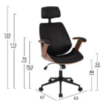 ΚΑΡΕΚΛΑ ΓΡΑΦΕΙΟΥ ΔΙΕΥΘΥΝΤΙΚΗ SUPERIOR PRO HM1109.01 ΚΑΡΥΔΙ-ΜΑΥΡO PU 63x67x123Yεκ. - Image 2