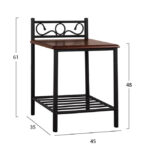 ΚΟΜΟΔΙΝΟ SUZIE HM388 ΑΠΟ ΜΕΤΑΛΛΟ ΚΑΙ ΞΥΛΟ 45x35x48-61 εκ. - Image 2