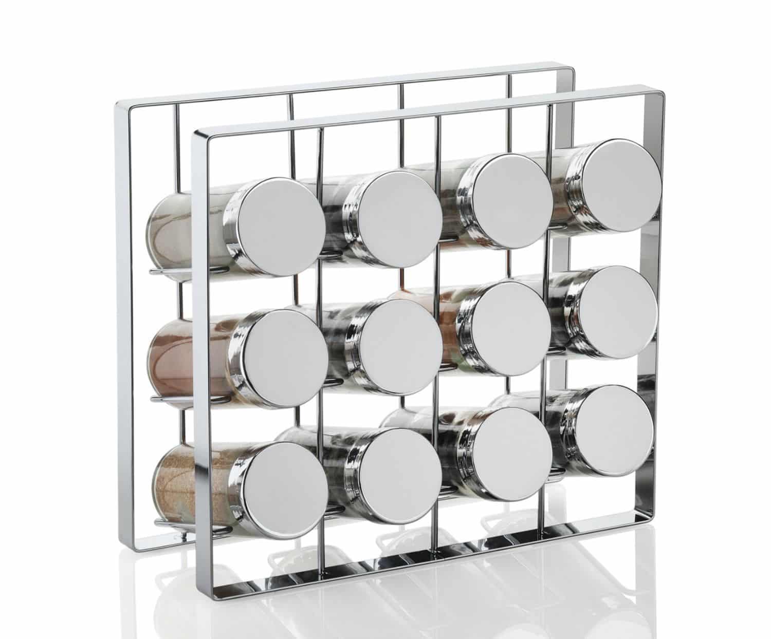 mueble-especiero-cocina-clasico-metal-plateado Andrea House - Βάση Με 12 Βαζάκια Μπαχαρικών Chrome Metal - Image 1