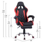 ΠΟΛΥΘΡΟΝΑ GAMING RUTT ΜΕ ΑΝΑΚΛΙΝΟΜΕΝΗ ΠΛΑΤΗ ΚΑΙ ΥΠΟΠΟΔΙΟ HM1156.01 ΣΕ ΧΡΩΜΑ ΜΑΥΡΟ-ΚΟΚΚΙΝΟ - Image 2