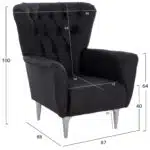 ΠΟΛΥΘΡΟΝΑ ΜΠΕΡΖΕΡΑ Τ. CHESTERFIELD ΣΕ ΧΡΩΜΑ ΜΑΥΡΟ HM9217.01 87x88x100 εκ. - Image 2