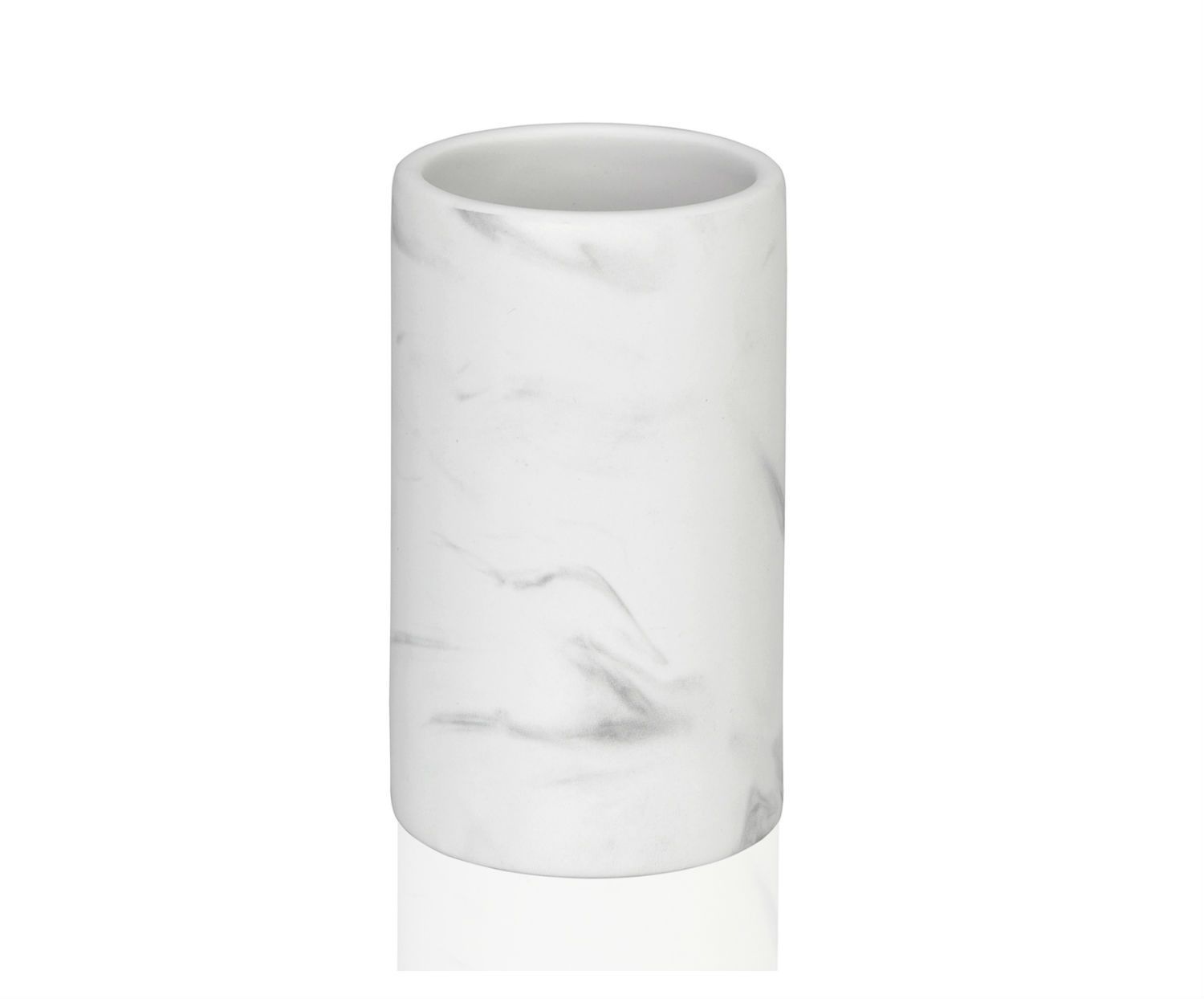 portacepillos-bano-ceramica-moderno-blanco Andrea House - Κεραμικό Ποτηράκι Για Οδοντόβουρτσες White Marble Effect - Image 1
