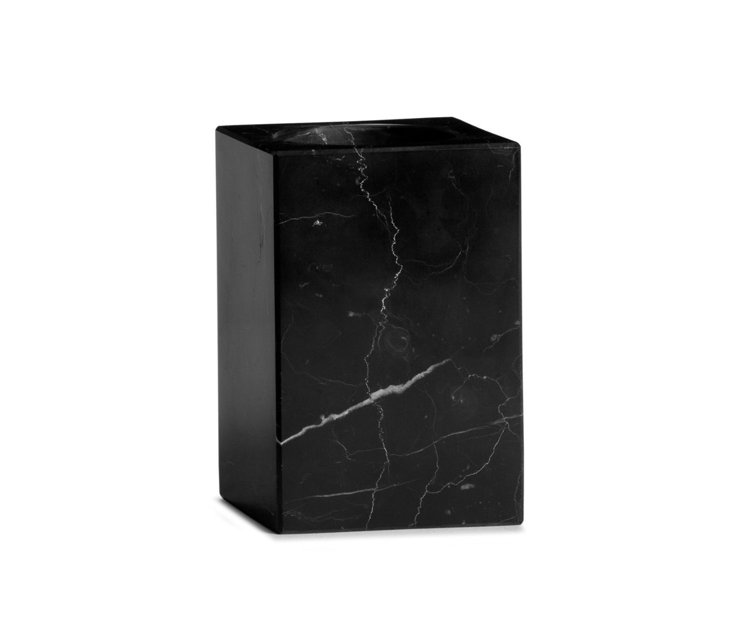 portacepillos-bano-marmol-cuadrado-negro Andrea House - Μαρμάρινο Ποτηράκι Για Οδοντόβουρτσες Black Marble - Image 1