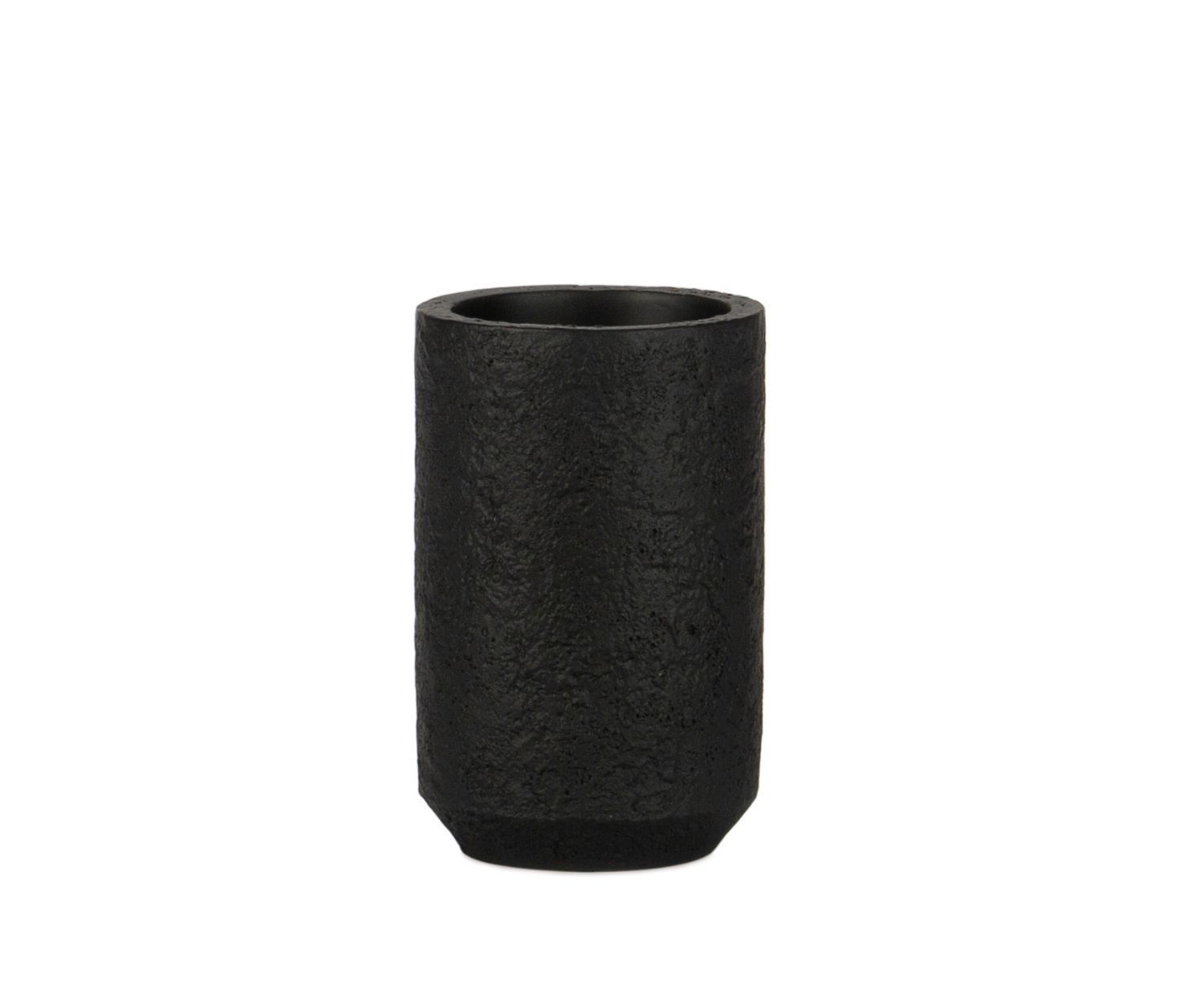 portacepillos-bano-resina-piedra-moderno-negro Andrea House - Ποτηράκι Για Οδοντόβουρτσες Black Slate Effect - Image 1