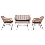 ΣΕΤ ΣΑΛΟΝΙ 4ΤΜΧ ALLEGRA HM5460 ΜΕΤΑΛΛΟ & WICKER ΣΕ ΜΠΕΖ ΧΡΩΜΑ - Image 5