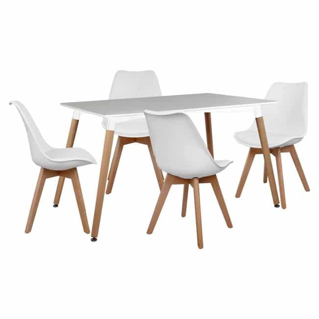 set-trapezarias-5tmch-hm1019301-me-trape ΣΕΤ ΤΡΑΠΕΖΑΡΙΑΣ 5ΤΜΧ HM10193.01 ΜΕ ΤΡΑΠΕΖΙ MINIMAL ΚΑΙ VEGAS ΛΕΥΚΕΣ 120x80x73 cm - Image 1