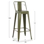 ΣΚΑΜΠΟ BAR ΜΕΤΑΛΛΙΚΟ MELITA ME ΠΛΑΤΗ ΣΕ DARK OLIVE GREEN HM8643.03 43Χ43Χ100εκ. - Image 2