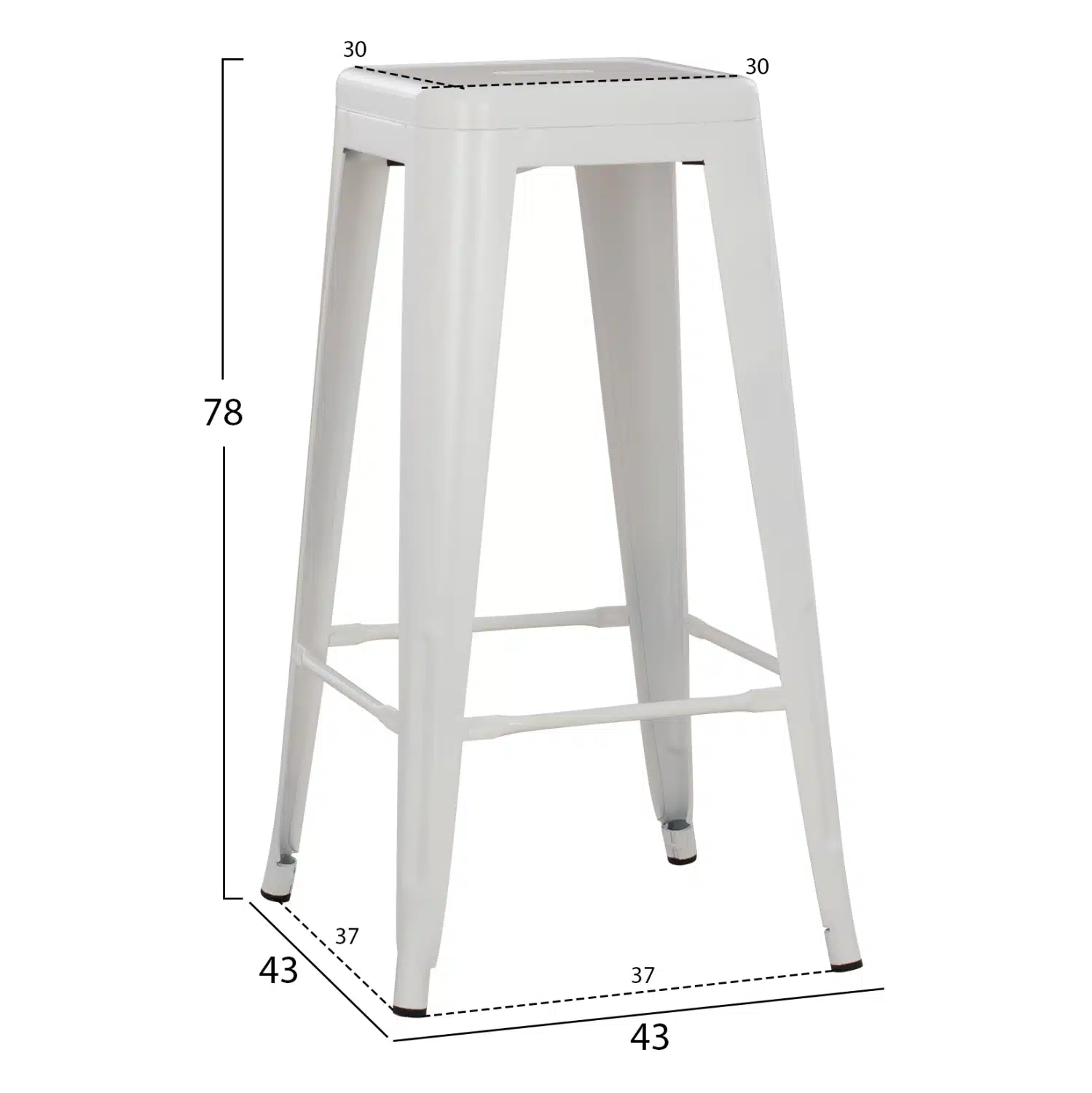 ΣΚΑΜΠΟ BAR ΜΕΤΑΛΛΙΚΟ MELITA ΣΕ ΛΕΥΚΟ ΜΑΤ HM8642.21 43x43x78 εκ. - Image 2