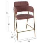 ΣΚΑΜΠΟ ΜΕΣΑΙΟΥ ΥΨΟΥΣ KELSO HM8735.02 ΒΕΛΟΥΔΟ ΣΑΠΙΟ ΜΗΛΟ ΕΠΙΧΡΥΣΟ ΣΚΕΛΕΤΟ 54x58x95Υ εκ. - Image 2