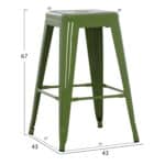 ΣΚΑΜΠΟ ΜΕΣΑΙΟΥ ΥΨΟΥΣ ΜΕΤΑΛΛΙΚΟ HM8573.13 MELITA ΣΕ LIGHT OLIVE GREEN 43x43x67Yεκ. - Image 2