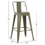 ΣΚΑΜΠΟ ΜΕΣΑΙΟΥ ΥΨΟΥΣ ΜΕΤΑΛΛΙΚΟ MELITA ΣΕ DARK OLIVE GREEN HM8574.03 42x42x98 cm. - Image 2