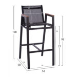 ΣΚΑΜΠΟ ΜΠΑΡ ΑΛΟΥΜΙΝΙΟΥ ΑΝΘΡΑΚΙ ΜΕ POLYWOOD 52 x 58 x 108 εκ. HM5790.02 - Image 2