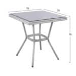 ΤΡΑΠΕΖΙ ΑΛΟΥΜΙΝΙΟΥ HARLOW 70X70X76 BAMBOO LOOK HM5568.01 ΛΕΥΚΗ ΠΑΤΙΝΑ ΜΕ ΓΥΑΛΙ - Image 2