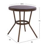 ΤΡΑΠΕΖΙ ΑΛΟΥΜΙΝΙΟΥ MOSES Φ70x76 εκ. BAMBOO LOOK HM5532.03 ΚΑΦΕ ΜΕ ΓΥΑΛΙ - Image 2