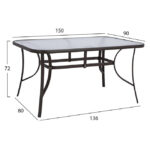 ΤΡΑΠΕΖΙ BRUNO 150X90Χ72Υεκ. ΚΑΦΕ ΜΕΤΑΛΛΙΚΟ ΜΕ ΓΥΑΛΙΝΗ ΕΠΙΦΑΝΕΙΑ HM5145.02 - Image 2