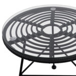 ΤΡΑΠΕΖΙ ΜΕΤΑΛΛΙΚΟ ALLEGRA ΜΕ WICKER ΣΕ ΜΑΥΡΗ ΑΠΟΧΡΩΣΗ ΚΑΙ ΓΥΑΛΙ HM5459.02 Φ45x46εκ - Image 4