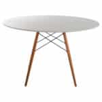 ΤΡΑΠΕΖΙ MINIMAL ΣΤΡΟΓΓΥΛΟ HM8454.01 MDF ΣΕ ΛΕΥΚΟ-ΠΟΔΙΑ ΟΞΙΑΣ ΣΕ ΦΥΣΙΚΟ Φ120Χ75Υεκ. - Image 3