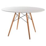 ΤΡΑΠΕΖΙ MINIMAL ΣΤΡΟΓΓΥΛΟ HM8454.01 MDF ΣΕ ΛΕΥΚΟ-ΠΟΔΙΑ ΟΞΙΑΣ ΣΕ ΦΥΣΙΚΟ Φ120Χ75Υεκ. - Image 4