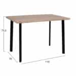 ΤΡΑΠΕΖΙ ΤΡΑΠΕΖΑΡΙΑΣ PALANI 110X70 SONAMA ΜΕ ΜΑΥΡΑ ΠΟΔΙΑ HM8333 - Image 2