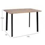 ΤΡΑΠΕΖΙ ΤΡΑΠΕΖΑΡΙΑΣ PALANI 110X70 SONAMA ΜΕ ΜΑΥΡΑ ΠΟΔΙΑ HM8333 - Image 2