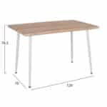 ΤΡΑΠΕΖΙ ΤΡΑΠΕΖΑΡΙΑΣ PALOMA HM8334.02, 120X70X76,5- SONOMA, ΛΕΥΚΑ ΠΟΔΙΑ - Image 2