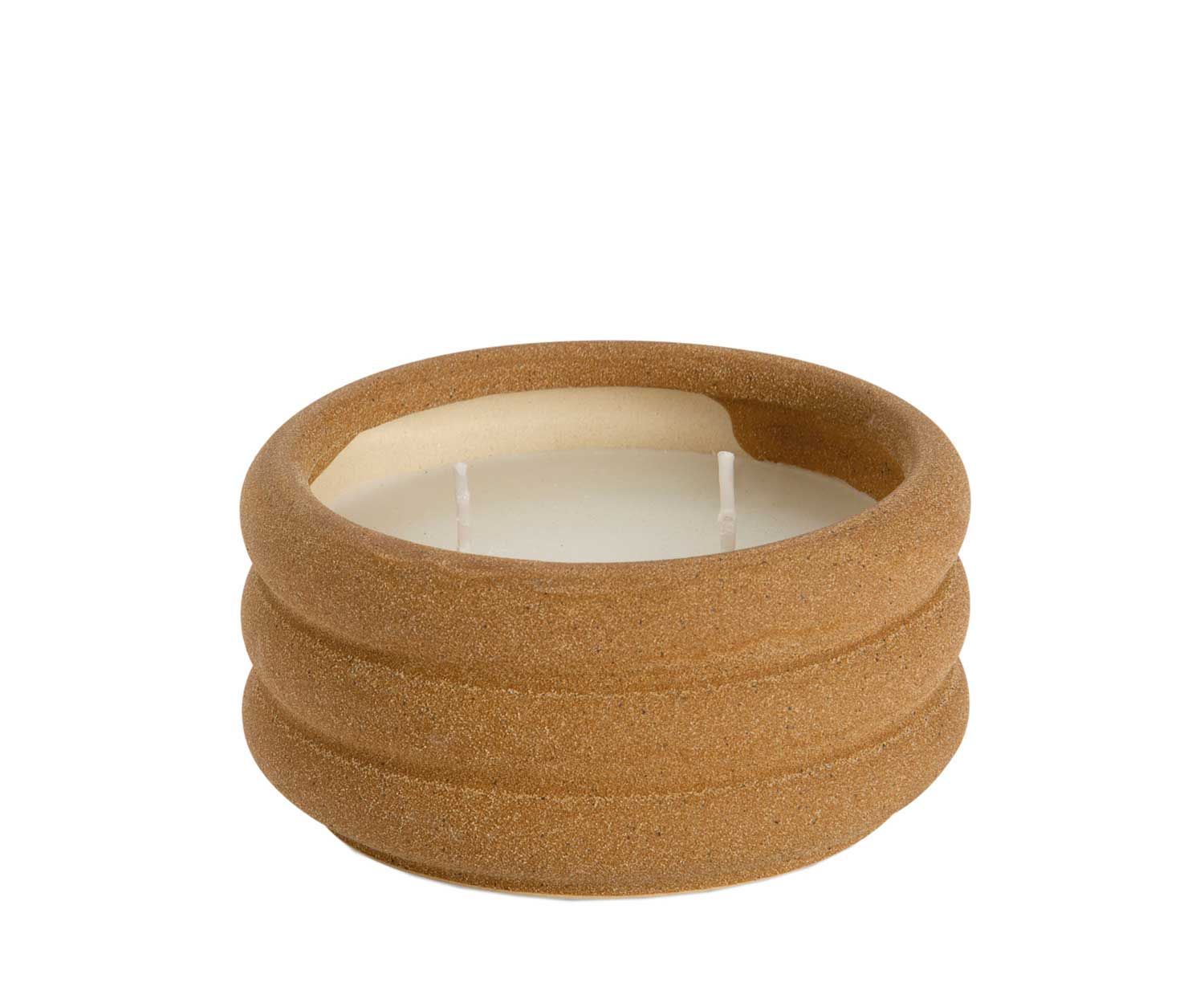 vela-aromatica-ceramica-marron Andrea House - Αρωματικό Κερί Σε Κεραμική Βάση Iris Ø12X6cm - Image 1