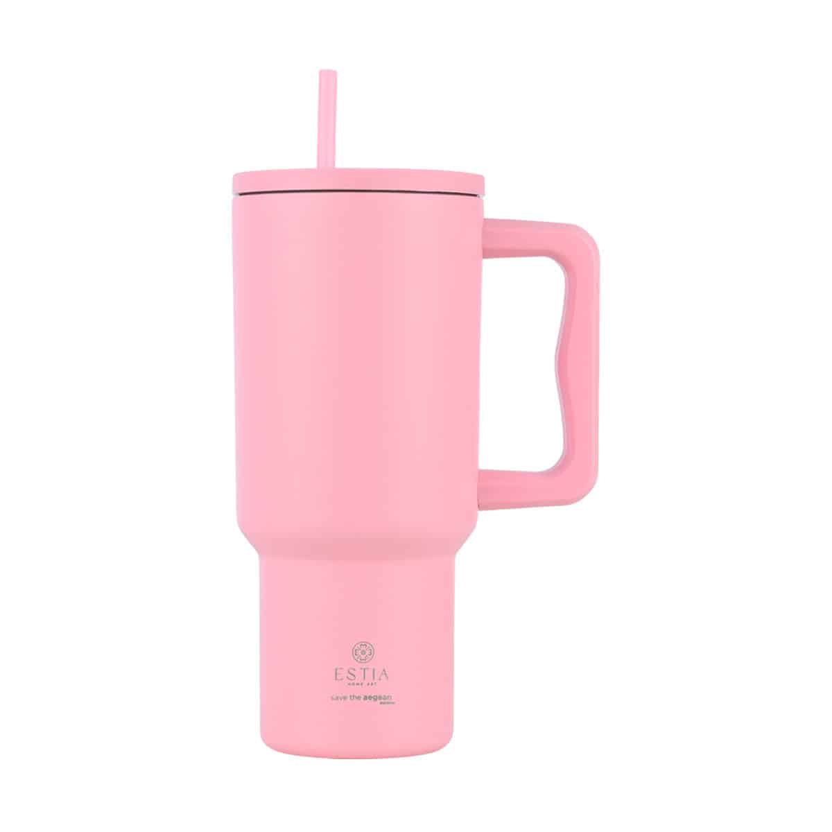 0014146_-straw-tumbler-xl-save-the-aegean-900ml-blossom-rose ESTIA ΘΕΡΜΟΣ STRAW TUMBLER XL SAVE THE AEGEAN 900ml BLOSSOM ROSE - Image 1