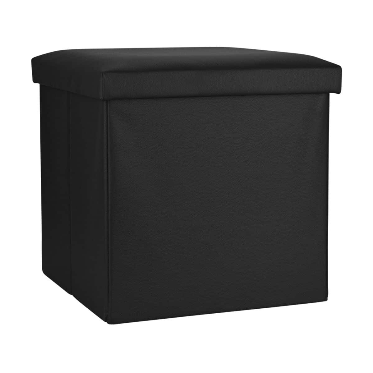 0015239_-cube-leather- ESTIA ΣΚΑΜΠΟ CUBE LEATHER ΜΕ ΑΠΟΘΗΚΕΥΤΙΚΟ ΧΩΡΟ ΜΑΥΡΟ - Image 1