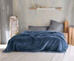 Κουβέρτα Παιδική Μονή 160x220 Velour Μπλέ Rythmos