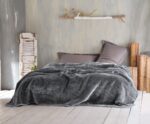 Κουβέρτα Βελουτέ Velour Γκρί Σκούρο Rythmos