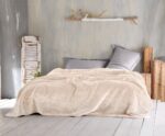 Κουβέρτα Παιδική Μονή 160x220 Velour Κρέμ Rythmos