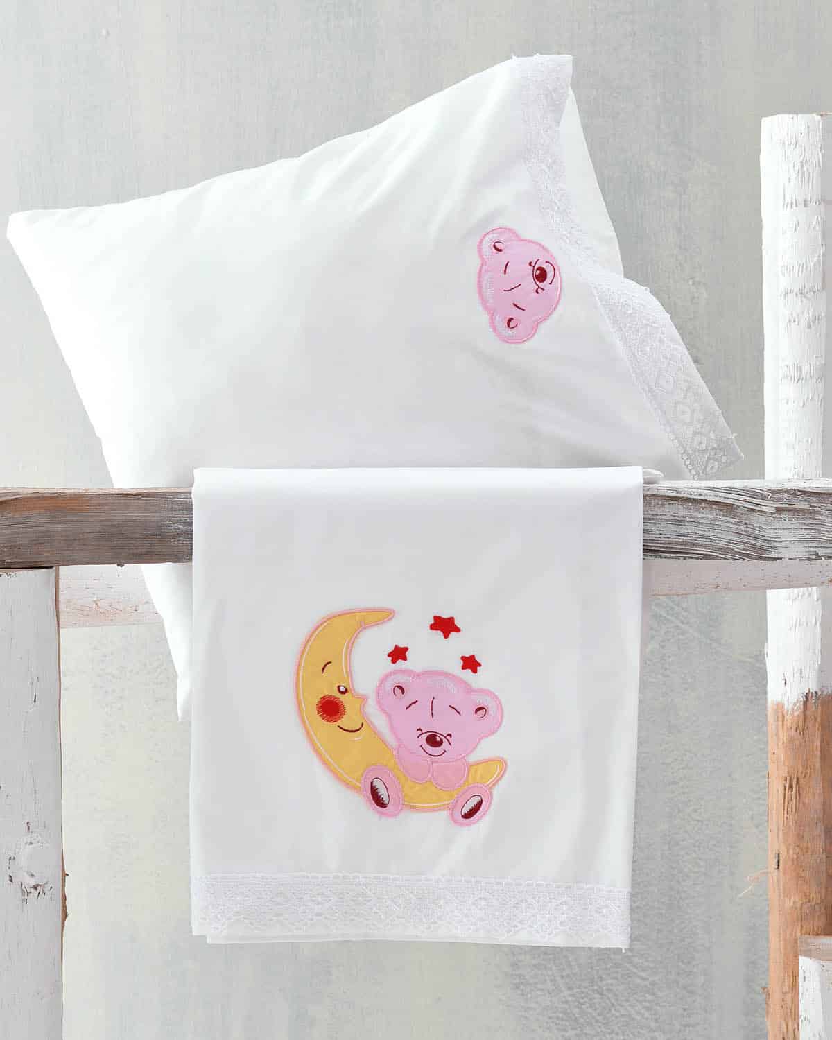 arturo_bed_pink Σετ Βρεφικά Σεντόνια Κούνιας Βαμβακερά Arturo 3τμχ 105x160εκ. Rythmos - Image 1